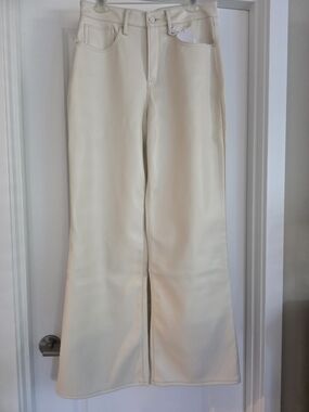 NWT Good American Good Ease Faux Leather Wide Leg Pants Bone 4/27